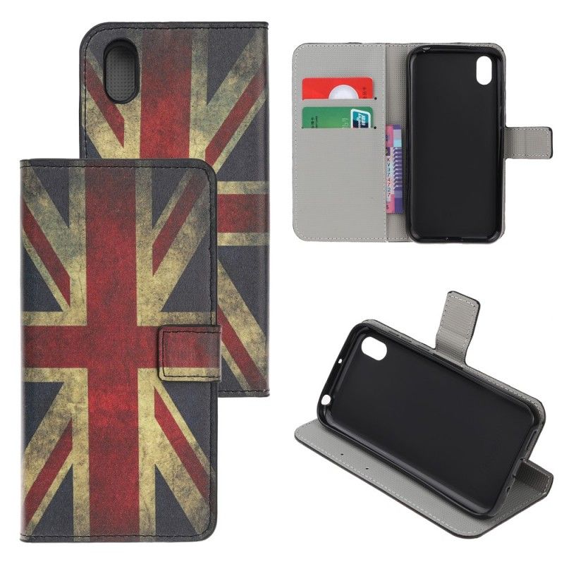 Flip Cover Læder Huawei Y5 2019 Englands Flag