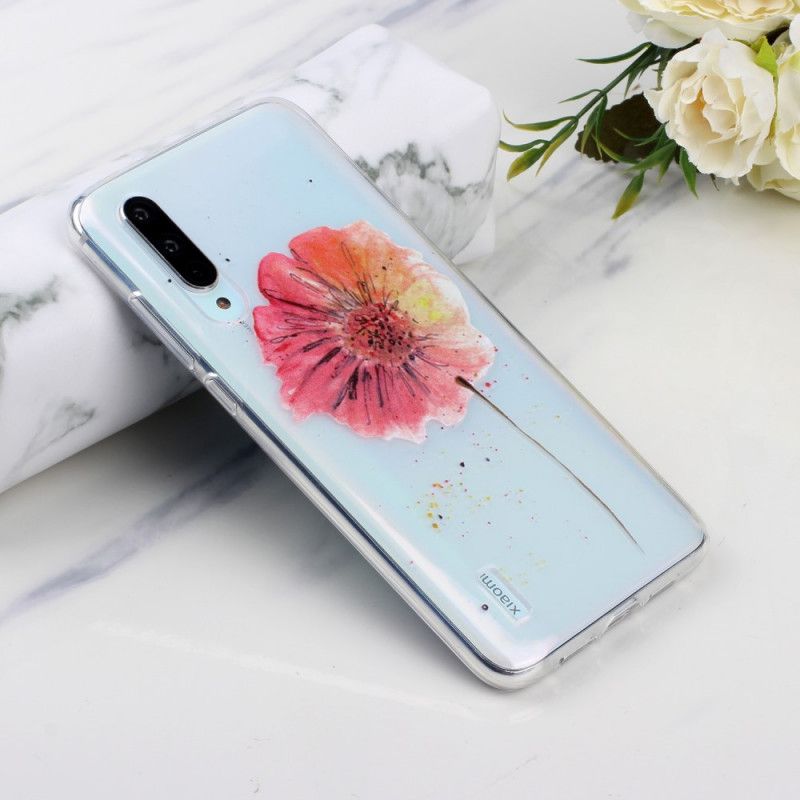 Cover for Xiaomi Mi 9 Lite Gennemsigtig Akvarelvalmue