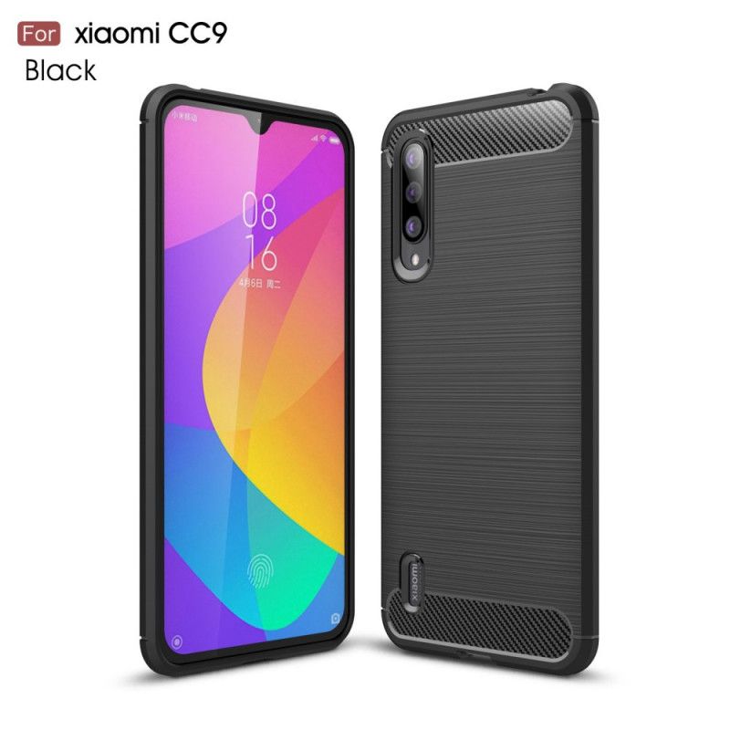 Cover for Xiaomi Mi 9 Lite Sort Børstet Kulfiber