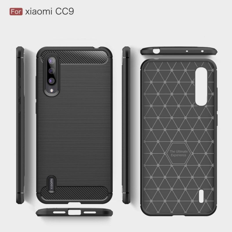 Cover for Xiaomi Mi 9 Lite Sort Børstet Kulfiber