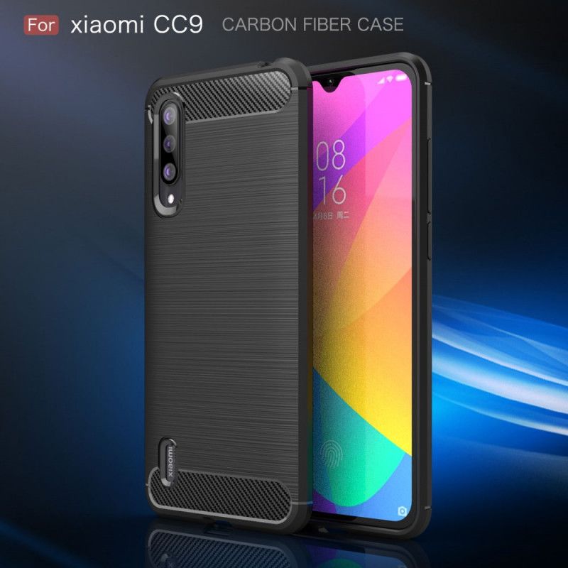 Cover for Xiaomi Mi 9 Lite Sort Børstet Kulfiber