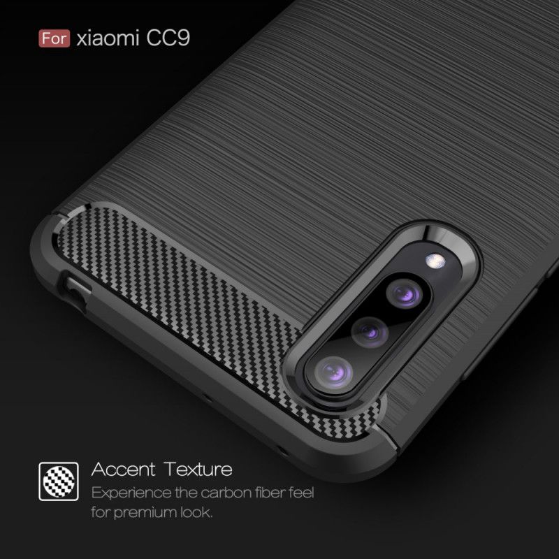 Cover for Xiaomi Mi 9 Lite Sort Børstet Kulfiber