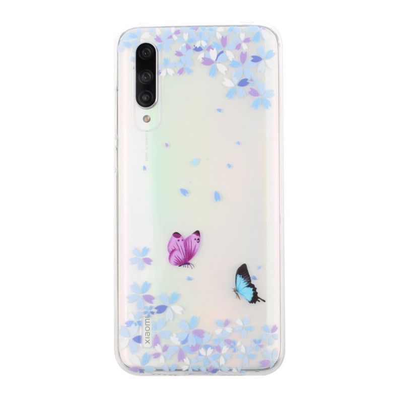 Cover Xiaomi Mi 9 Lite Gennemsigtige Sommerfugle Og Blomster Original