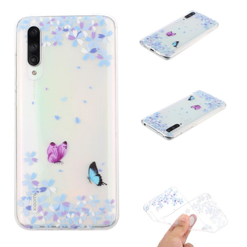 Cover Xiaomi Mi 9 Lite Gennemsigtige Sommerfugle Og Blomster Original