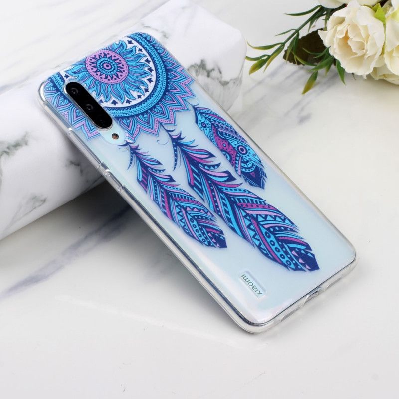 Cover Xiaomi Mi 9 Lite Mobilcover Fangst Drømmer Blå Fjer