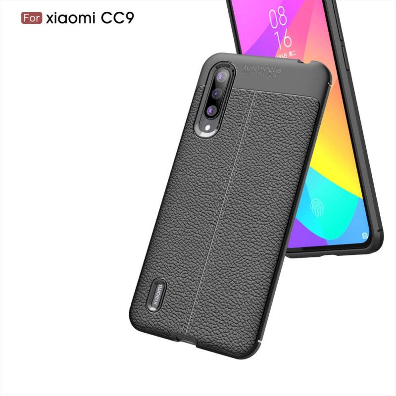 Cover Xiaomi Mi 9 Lite Sort Lychee-Lædereffekt Beskyttelse