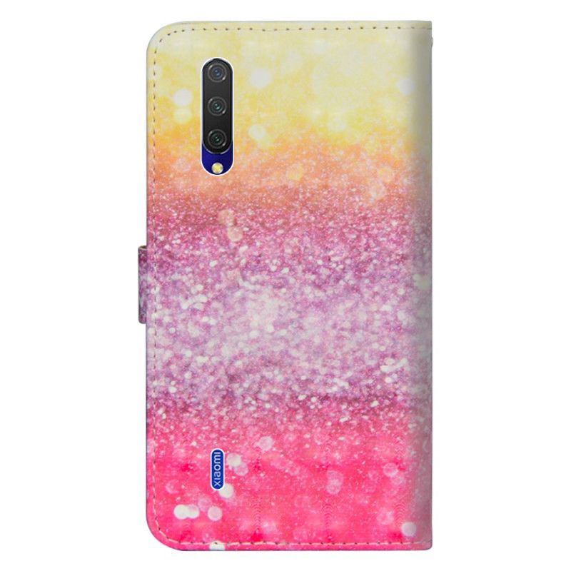 Flip Cover Læder for Xiaomi Mi 9 Lite Magenta Glittergradient