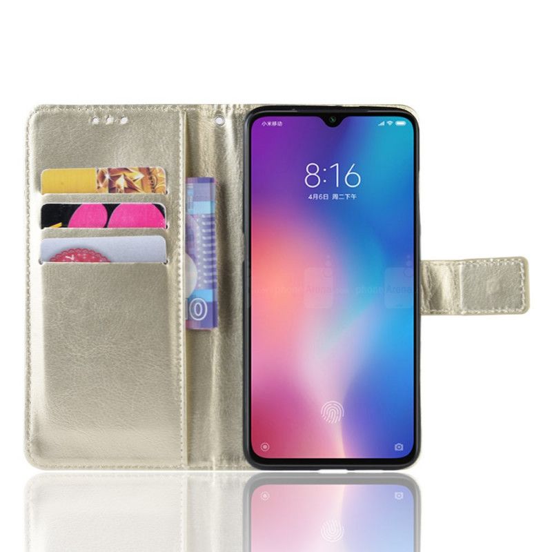 Flip Cover Læder Xiaomi Mi 9 Lite Sort Prangende Kunstlæder Original