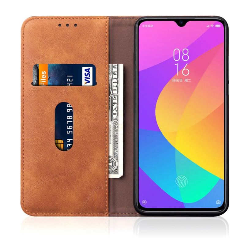 Læder Cover Xiaomi Mi 9 Lite Sort Syet Lædereffekt Original