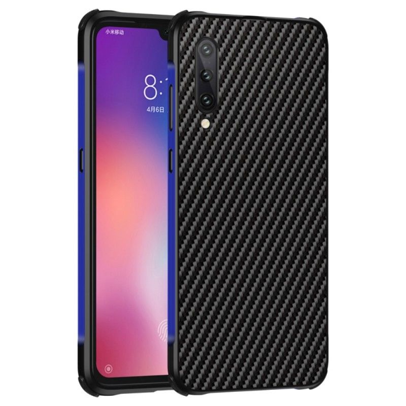 Cover Xiaomi Mi 9 Mørkeblå Kulfiber Og Metal Beskyttelse