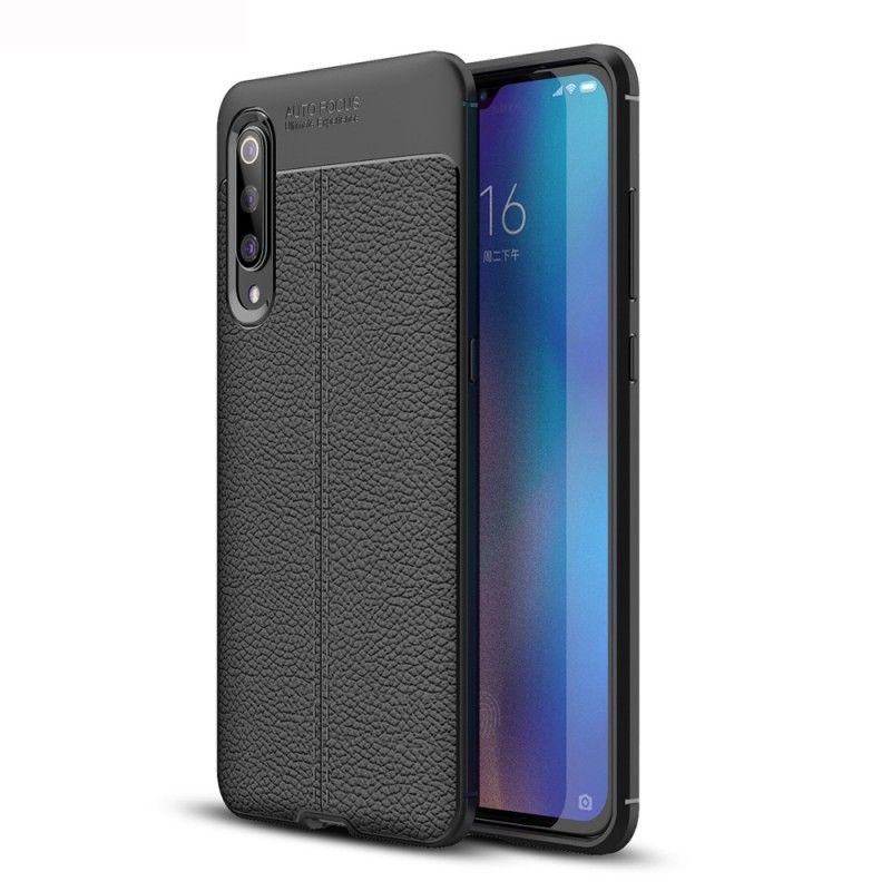 Cover Xiaomi Mi 9 Sort Dobbelt Line Lychee Læder Effekt Original