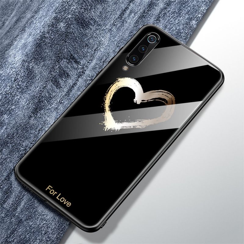 Cover Xiaomi Mi 9 Sort Hjerte Af Guld Til Kærlighed