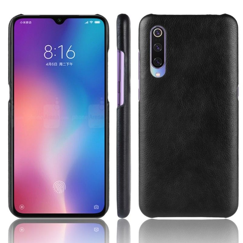 Cover Xiaomi Mi 9 Sort Mobilcover Lychee-Lædereffekt