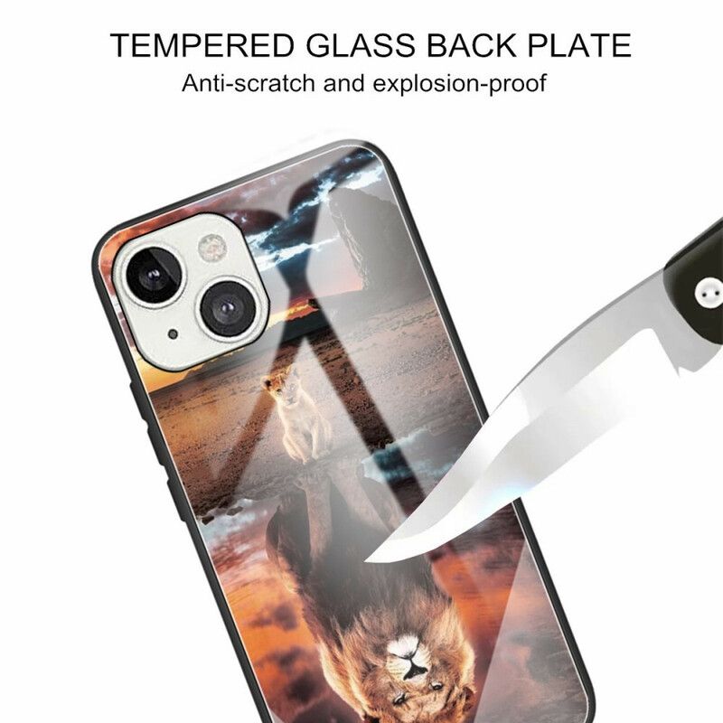 Cover iPhone 13 Mini Løveungedrøm Af Hærdet Glas