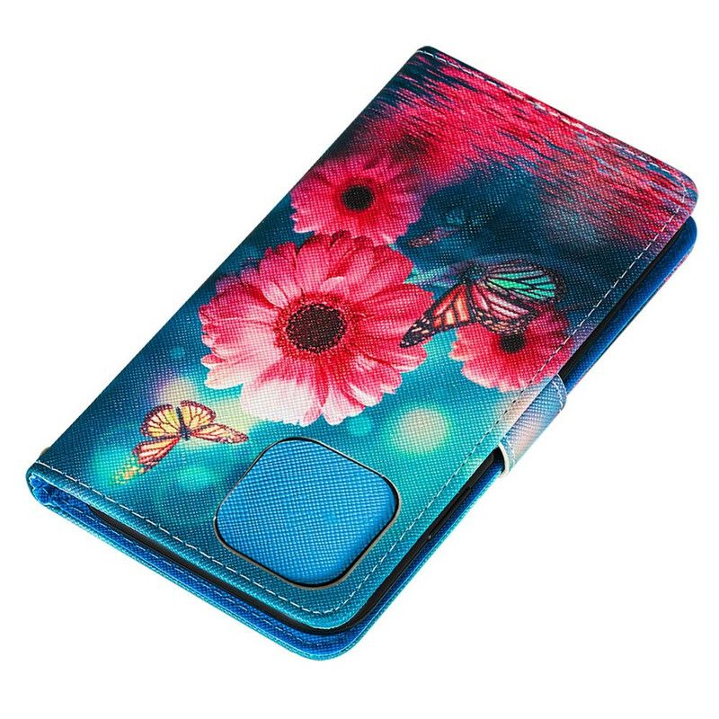 Flip Cover iPhone 13 Mini Blomster Og Sommerfugle