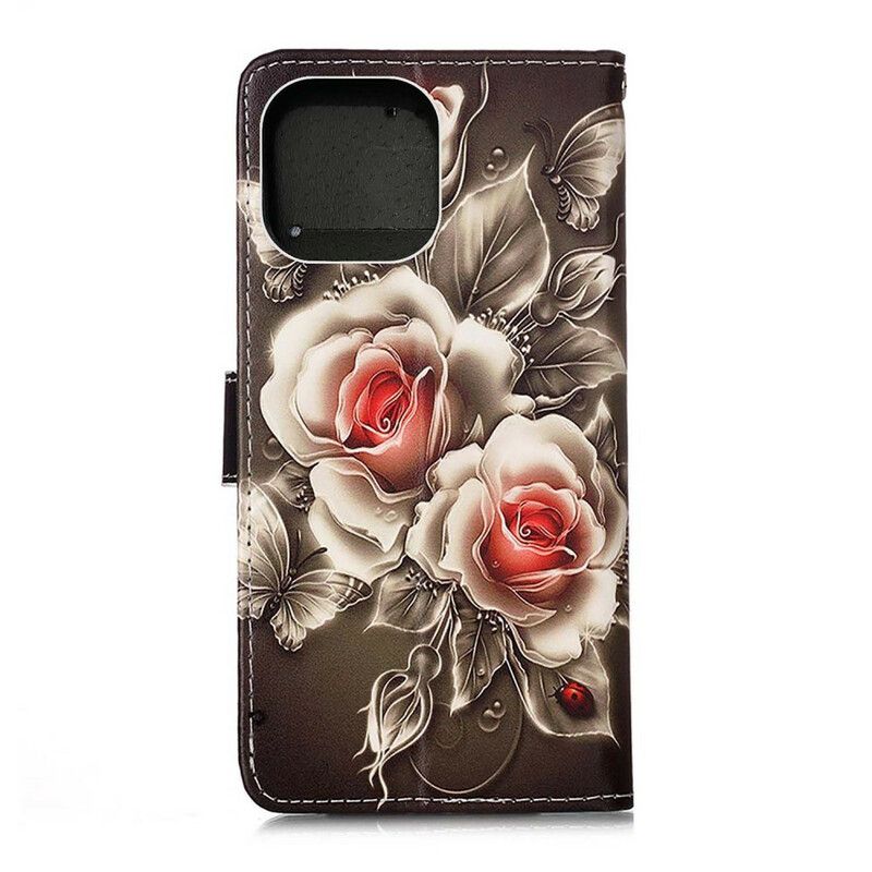 Flip Cover iPhone 13 Mini Gyldne Roser