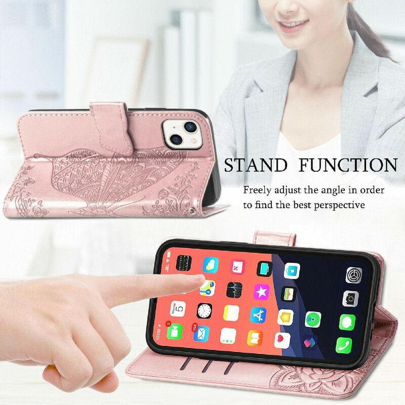 Flip Cover iPhone 13 Mini Halve Sommerfugle