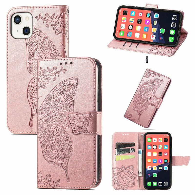 Flip Cover iPhone 13 Mini Halve Sommerfugle