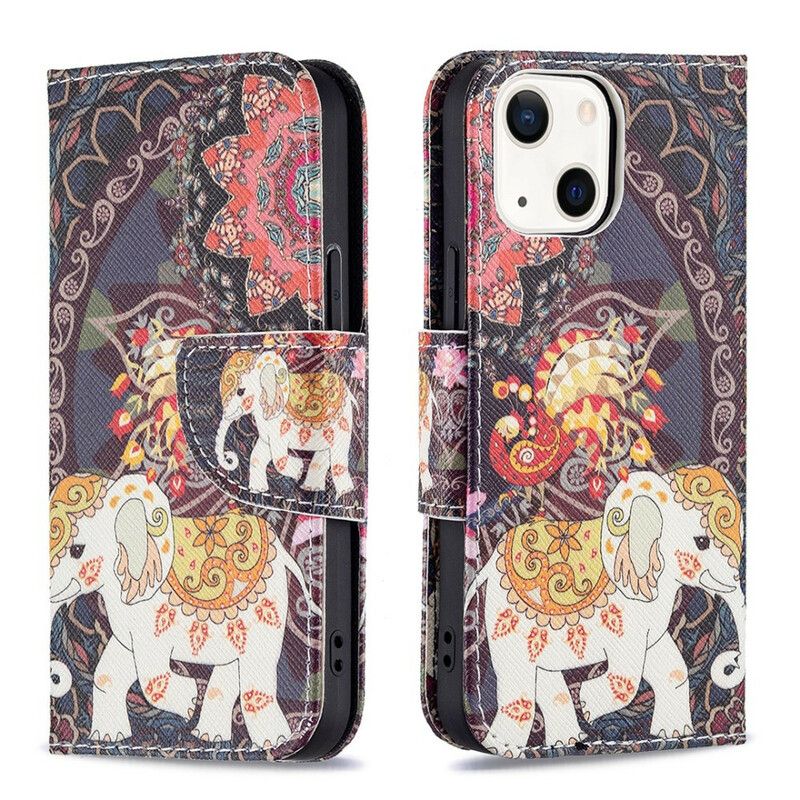 Flip Cover iPhone 13 Mini Indisk Elefant