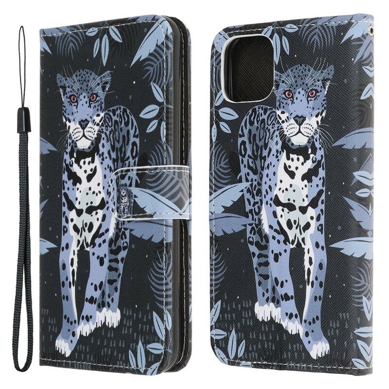 Flip Cover iPhone 13 Mini Leopard Strappy