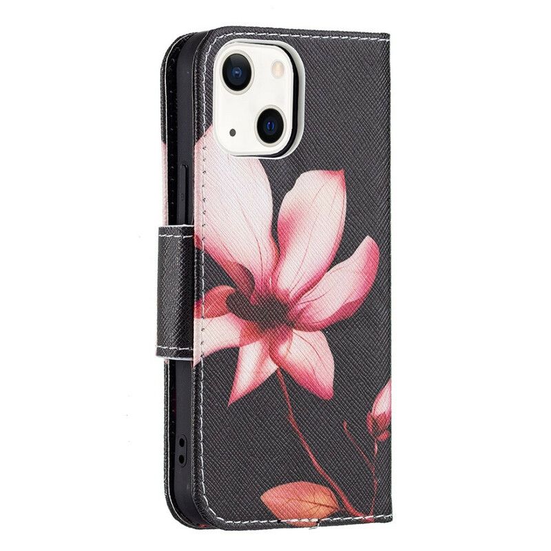 Flip Cover iPhone 13 Mini Pink Blomst