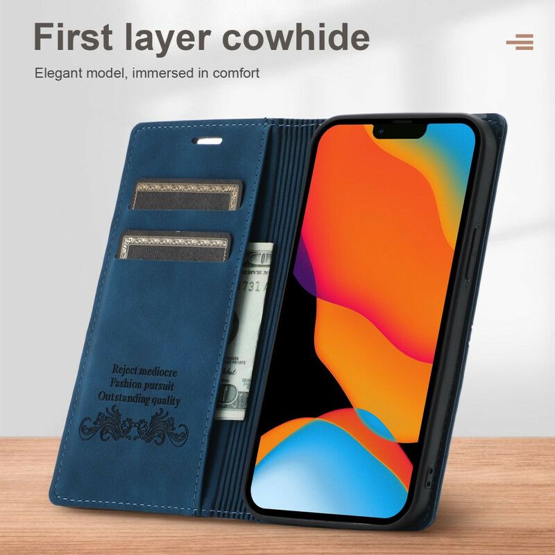 Flip Cover iPhone 13 Mini Stil Lædersøm Magnetisk Lås