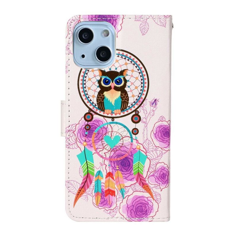 Flip Cover iPhone 13 Mini Ugle Mandala Med Rem