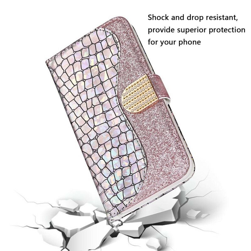 Flip Cover Til iPhone 13 Mini Krokodille Diamanter