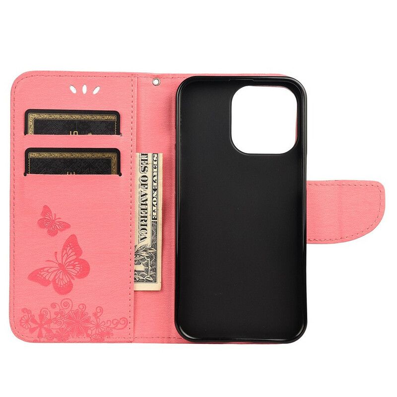 Flip Cover Til iPhone 13 Mini Splendid Strap Sommerfugle