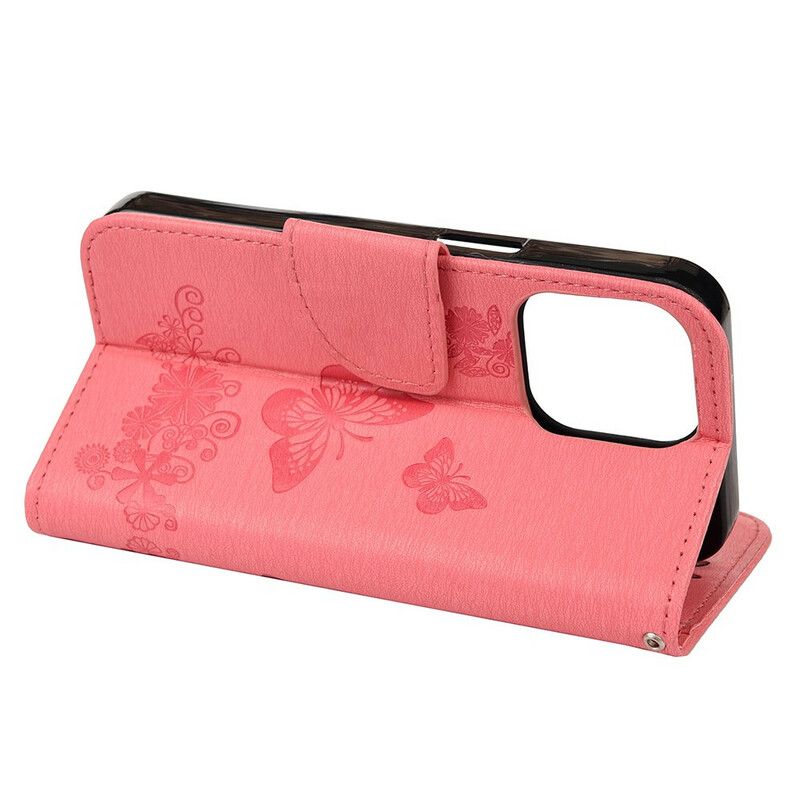 Flip Cover Til iPhone 13 Mini Splendid Strap Sommerfugle