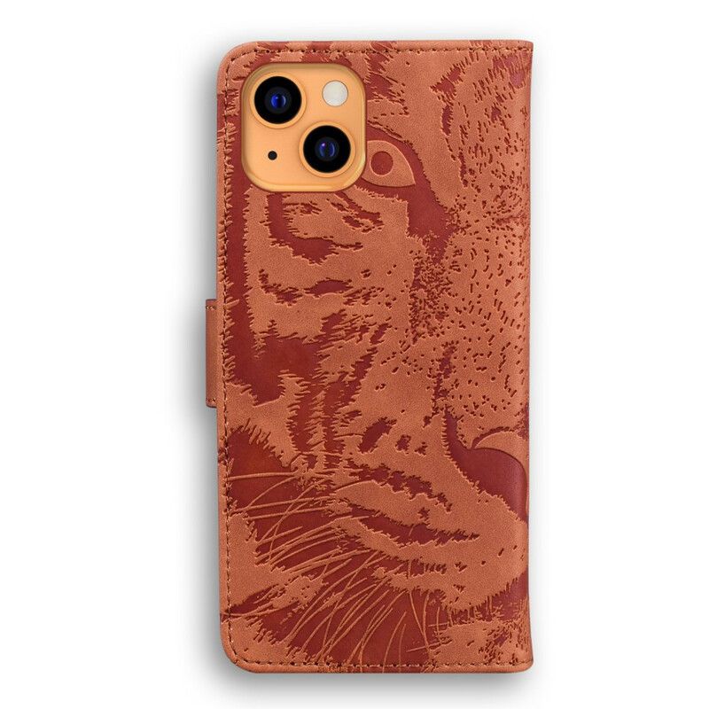 Flip Cover Til iPhone 13 Mini Tiger Face Print