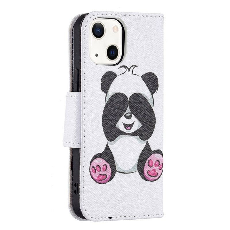 Læder Cover iPhone 13 Mini Telefon Etui Panda Sjov