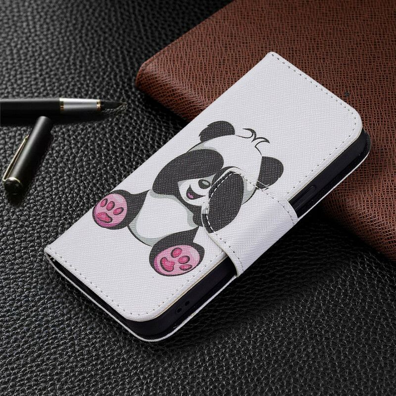 Læder Cover iPhone 13 Mini Telefon Etui Panda Sjov