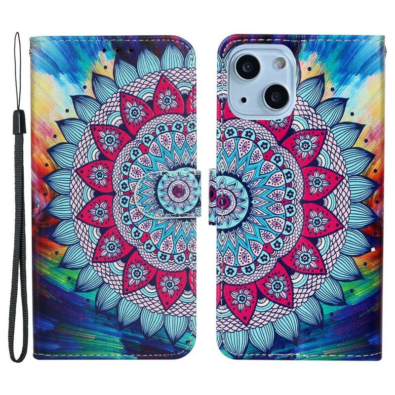 Læder Cover iPhone 13 Mini Telefon Etui Ultra Farverig Mandala