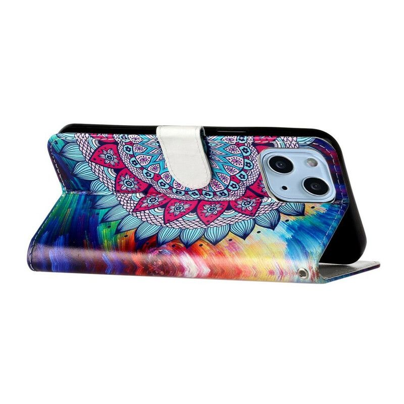 Læder Cover iPhone 13 Mini Telefon Etui Ultra Farverig Mandala