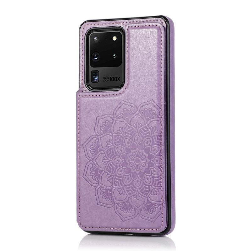 Cover for Samsung Galaxy S20 Ultra Grå Mandala Print Kortholder