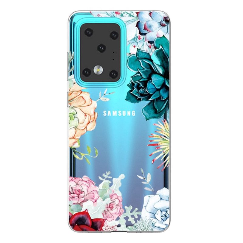 Cover Samsung Galaxy S20 Ultra Gennemsigtige Akvarelblomster