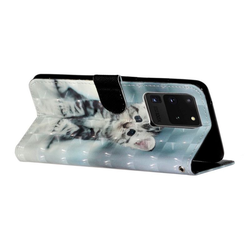 Flip Cover Læder for Samsung Galaxy S20 Ultra Killings Lyse Pletter Med Rem