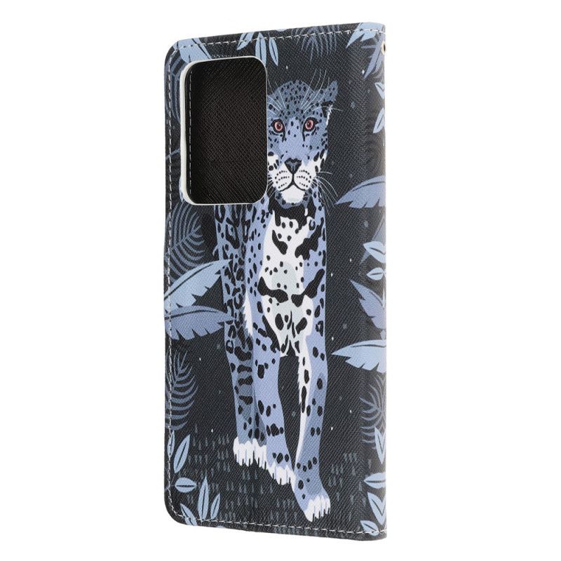 Flip Cover Læder for Samsung Galaxy S20 Ultra Leopard Med Rem