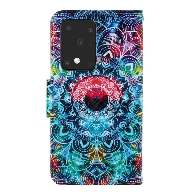 Flip Cover Læder for Samsung Galaxy S20 Ultra Prangende Mandala Med Rem