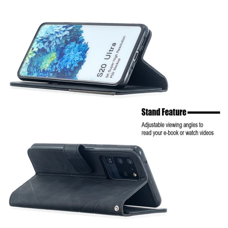 Flip Cover Læder for Samsung Galaxy S20 Ultra Sort Binfen Farve Trekanter