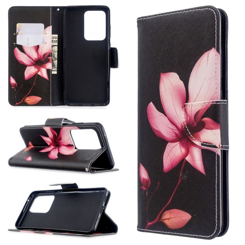 Flip Cover Samsung Galaxy S20 Ultra Mobilcover Lyserød Blomst