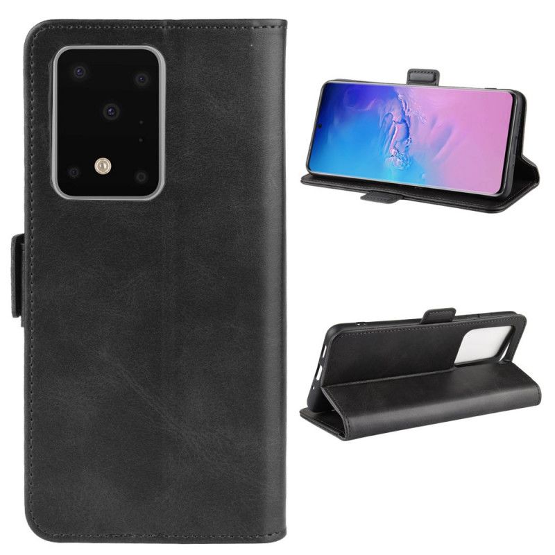 Flip Cover Samsung Galaxy S20 Ultra Sort Dobbelt Flap