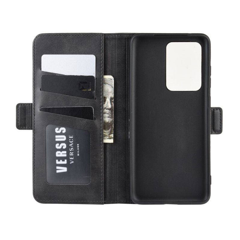 Flip Cover Samsung Galaxy S20 Ultra Sort Dobbelt Flap