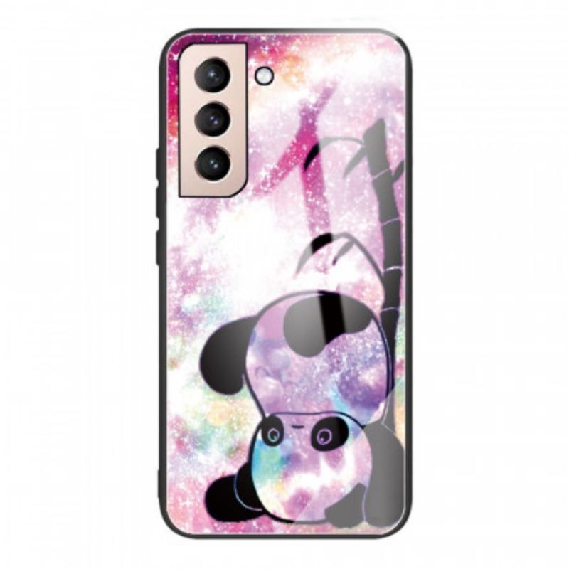 Cover Samsung Galaxy S22 5G Panda Og Bambus Hærdet Glas