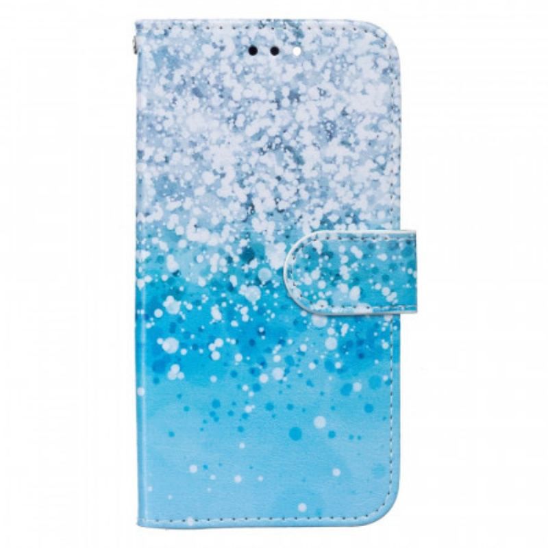 Flip Cover Samsung Galaxy S22 5G Blå Glitter Gradient