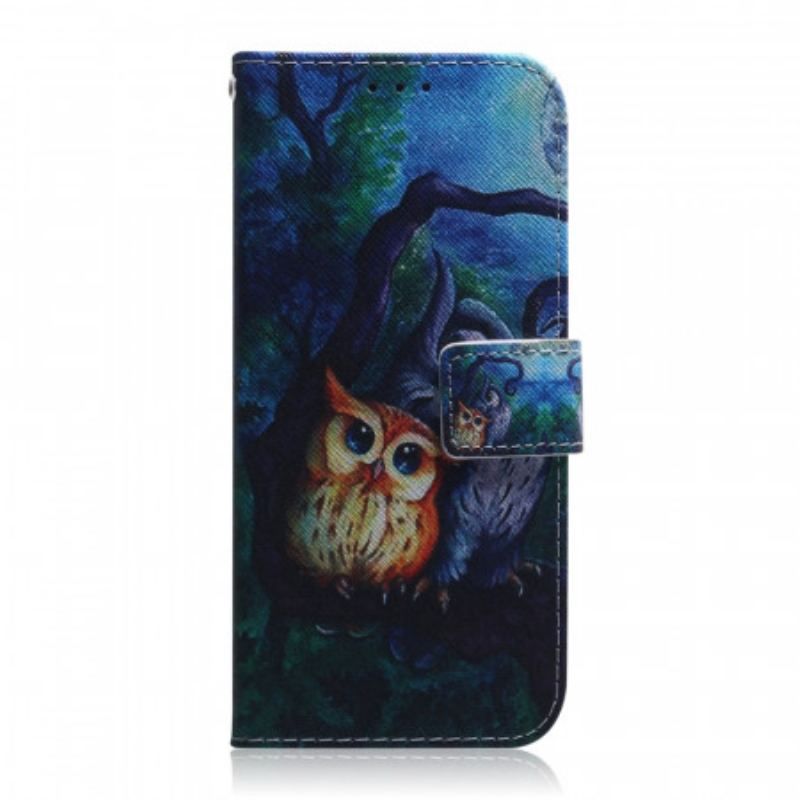 Flip Cover Samsung Galaxy S22 5G Maleri Af Ugler