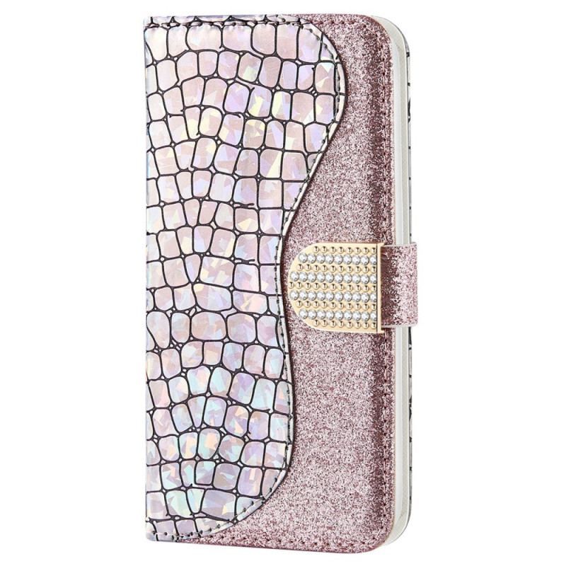 Læder Cover Samsung Galaxy S22 5G Krokodille Diamanter