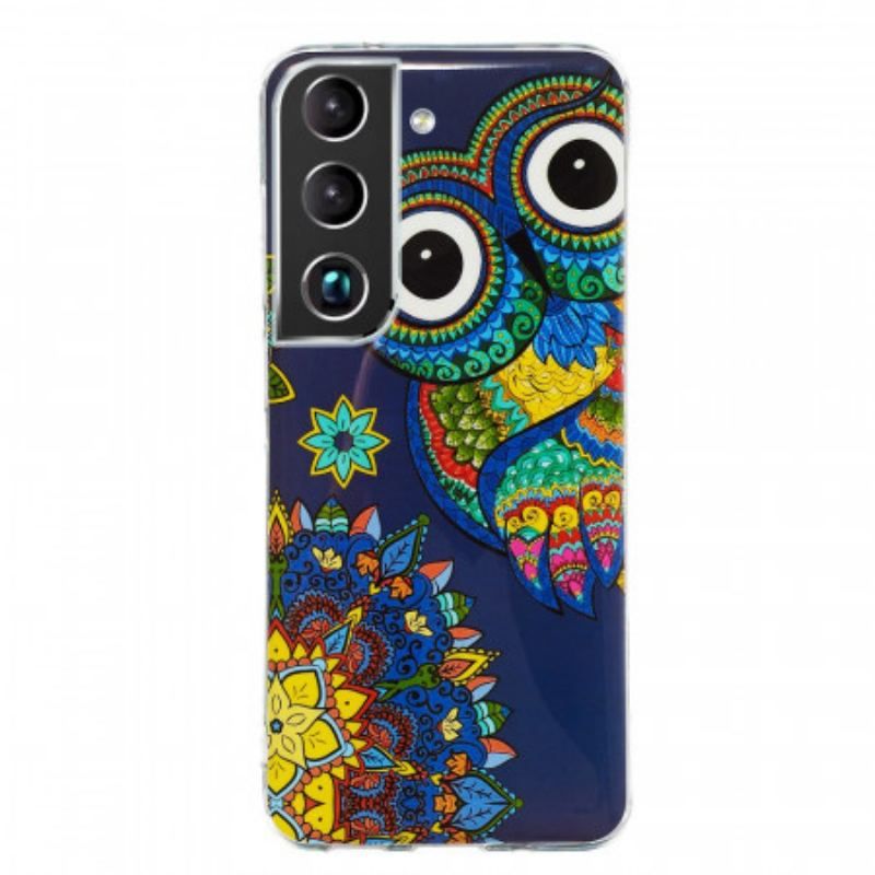 Mobilcover Samsung Galaxy S22 5G Fluorescerende Ugle Mandala