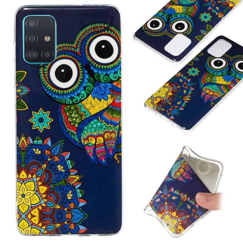 Cover for Samsung Galaxy A71 Fluorescerende Mandala Ugle